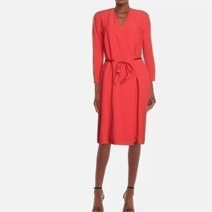 AGNONA MIDI DRESS WOOL BLEND V-NECK LONG SLEEVES SIZE IT sz 40/ us sz 6 POCKET